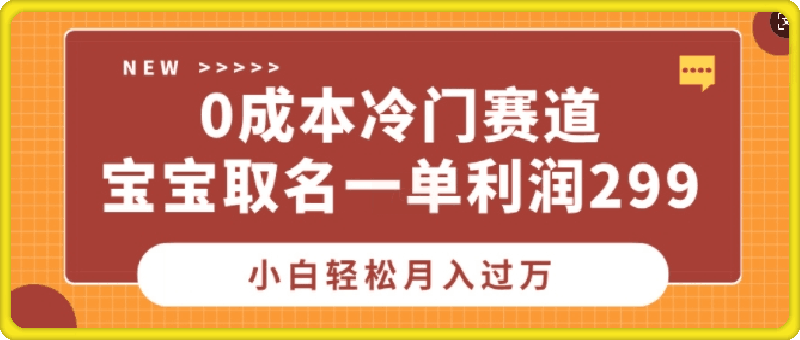 0成本冷门赛道，宝宝取名一单利润299，小白轻松月入过万